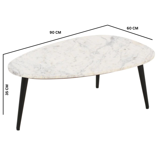 Ocala Marble Coffee Table Triangle In White With Metal Legs