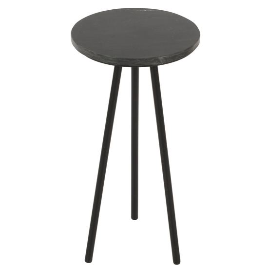 Ocala Marble Top Side Table With Black With Black Metal Legs
