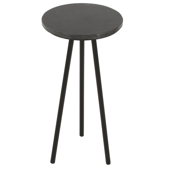 Ocala Marble Top Side Table With Black With Black Metal Legs