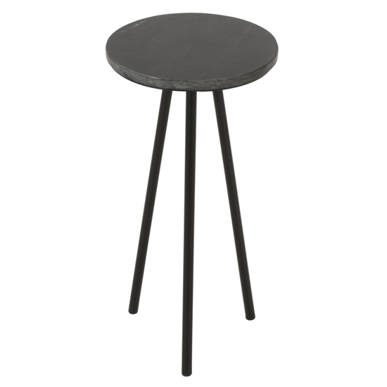 Ocala Marble Top Side Table With Black With Black Metal Legs