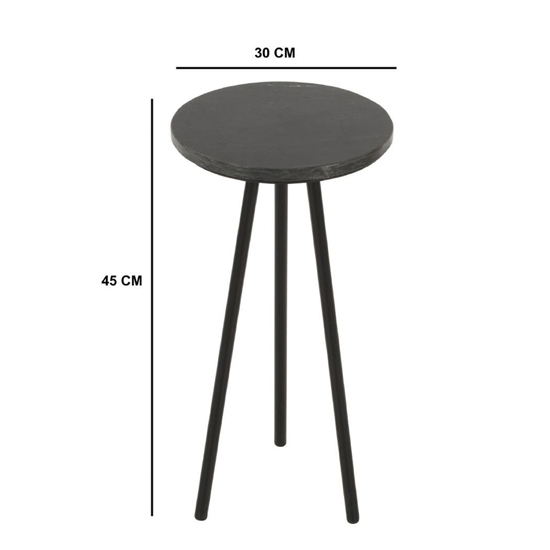 Ocala Marble Top Side Table With Black With Black Metal Legs