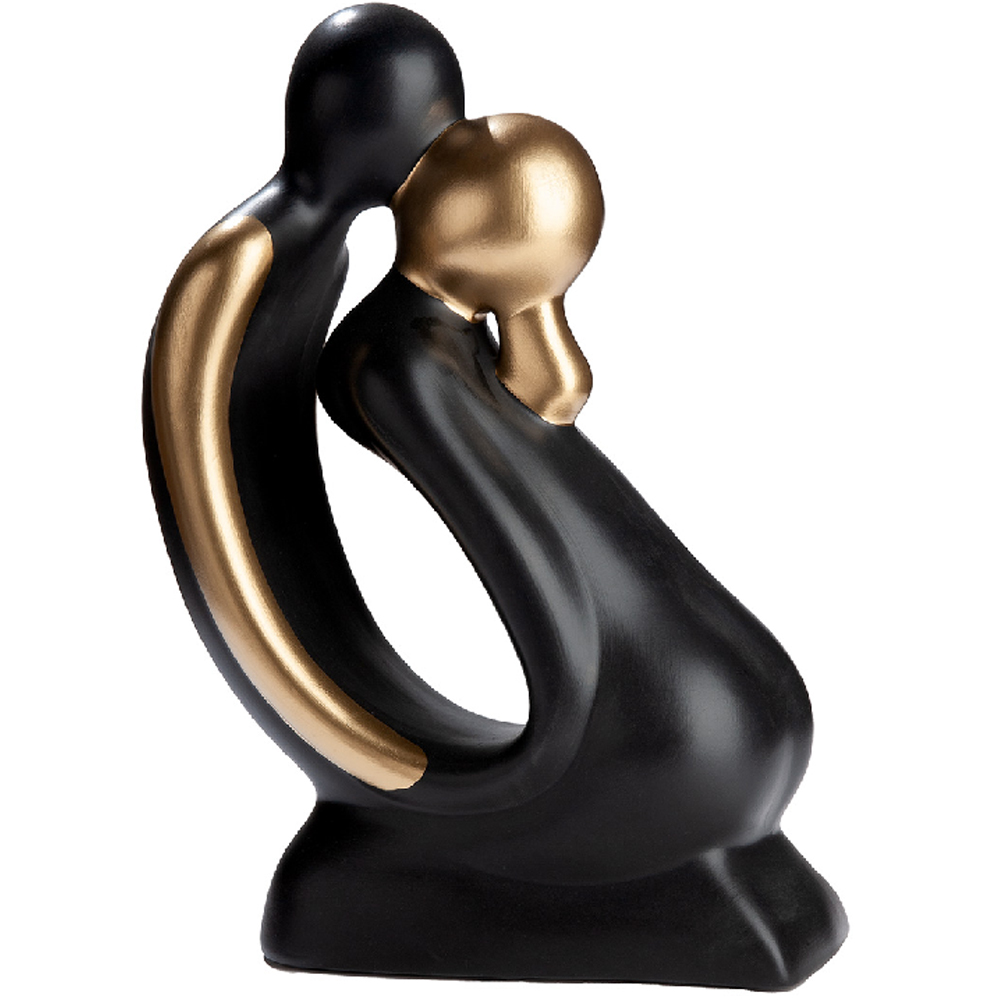 Ocala Medium Ceramics Couple Kiss Sculpture In Black And Gold