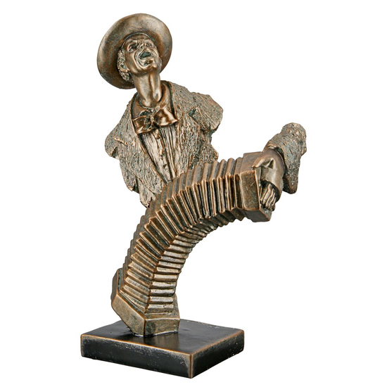 Product photograph of Ocala Polyresin Accordion Player Sculpture In Gold from Furniture in Fashion