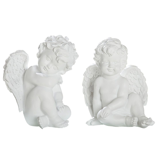 Ocala Synthetic Resin Angel Sitting Sculpture In White