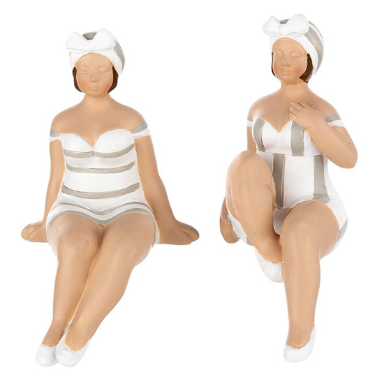 Ocala Polyresin Becky Sitting Sculpture In Grey And White