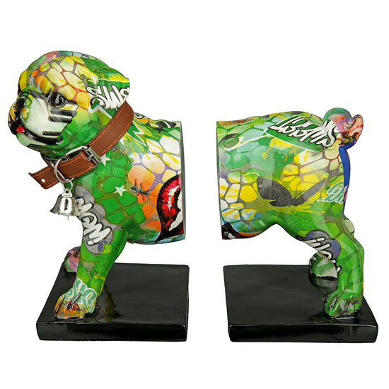 Ocala Polyresin Bookend Mops Sculpture In Multicolour