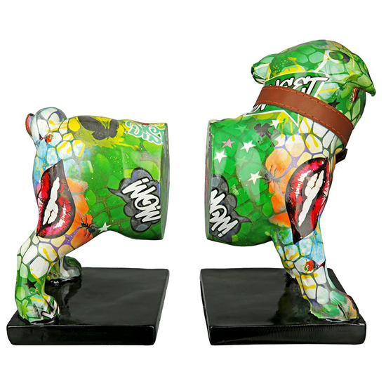 Ocala Polyresin Bookend Mops Sculpture In Multicolour