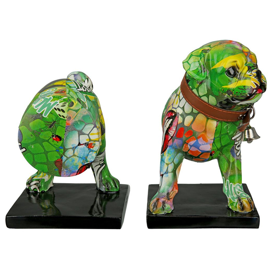Ocala Polyresin Bookend Mops Sculpture In Multicolour