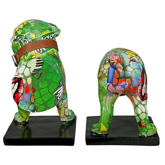 Ocala Polyresin Bookend Mops Sculpture In Multicolour