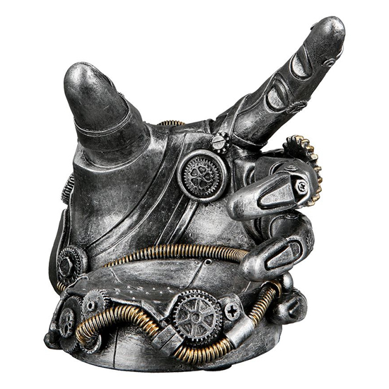 Ocala Polyresin Bottle Rack Steampunk Hand Sculpture In Silver