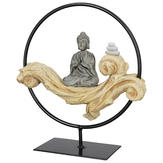 Ocala Polyresin Buddha In Ring Sculpture In Grey