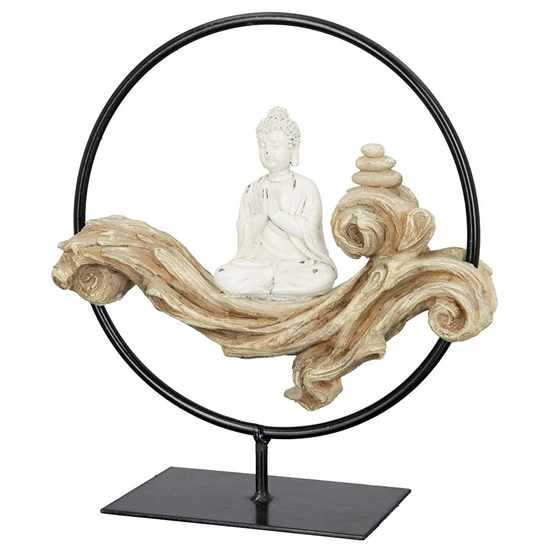 Product photograph of Ocala Polyresin Buddha In Ring Sculpture In White from Furniture in Fashion