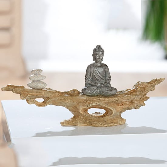 Product photograph of Ocala Polyresin Buddha Tree Stem Pack Sculpture In Grey from Furniture in Fashion