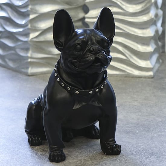 Product photograph of Ocala Polyresin Bulldog Sculpture In Matt Black from Furniture in Fashion