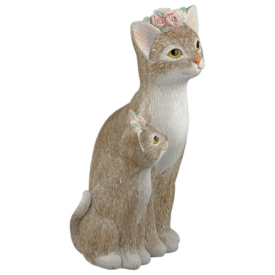 Ocala Polyresin Cat With Child Nala Sculpture In Brown