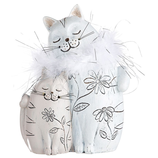 Ocala Polyresin Cat Couple Sculpture In Cream And Grey