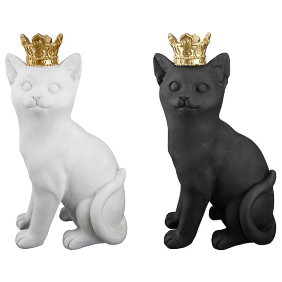 Ocala Polyresin Cat Kate Sculpture In Black And White from Furniture in Fashion