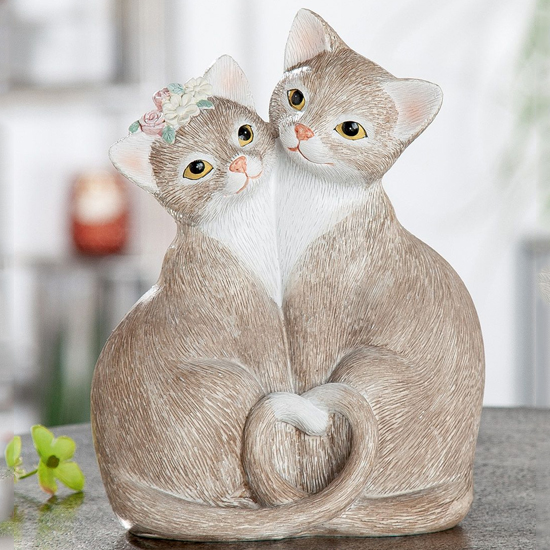 Ocala Polyresin Cat Nala And Nico Sculpture In Brown