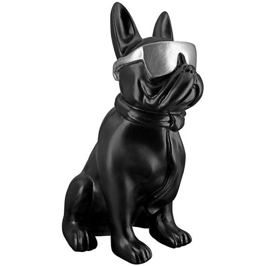 Ocala Polyresin Cool Dog Sitting Sculpture In Black