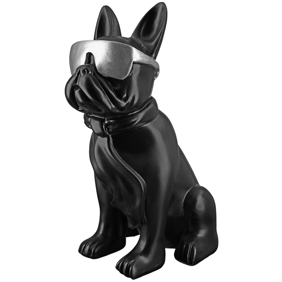 Ocala Polyresin Cool Dog Sitting Sculpture In Black