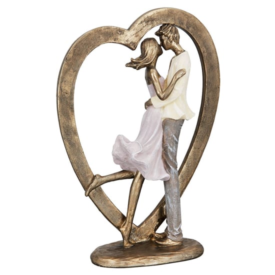 Ocala Polyresin Couple In Heart Sculpture In Gold_2