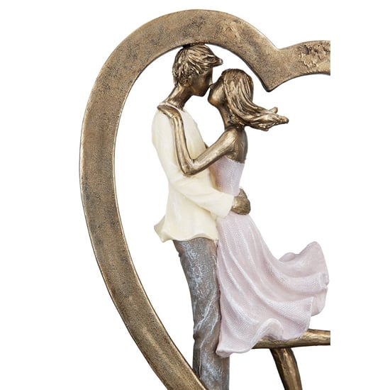 Ocala Polyresin Couple In Heart Sculpture In Gold_3
