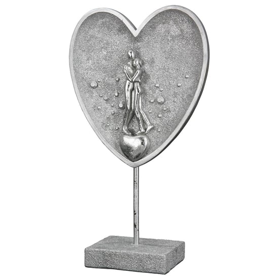 Ocala Polyresin Couple In Heart Sculpture In Silver