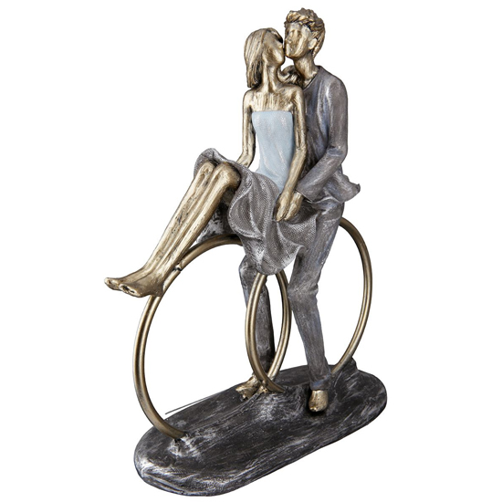 Ocala Polyresin Couple On Rings Sculpture In Gold_2