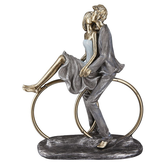 Ocala Polyresin Couple On Rings Sculpture In Gold
