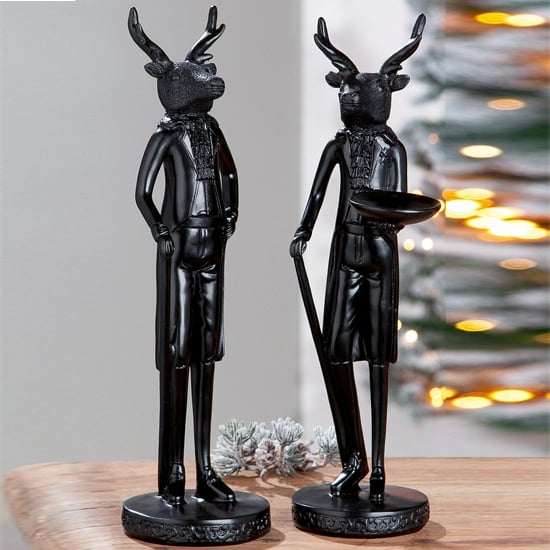 Ocala Polyresin Deer Gentleman Sculpture In Black