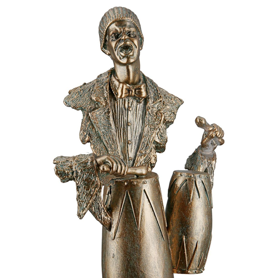 Ocala Polyresin Drum Player Sculpture In Gold_2