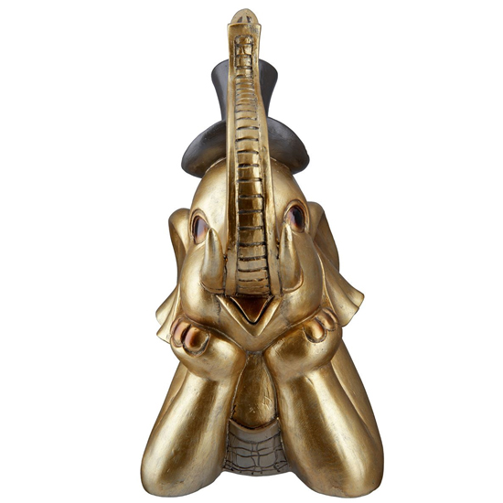 Ocala Polyresin Elephant Maroni III Sculpture In Gold