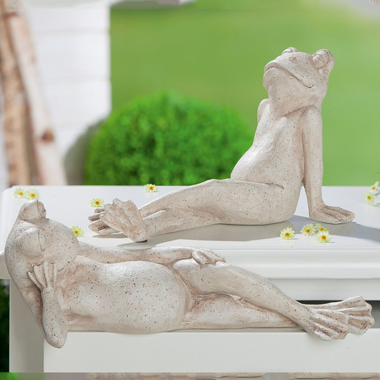 Read more about Ocala polyresin frog laid lazy sculpture in brown