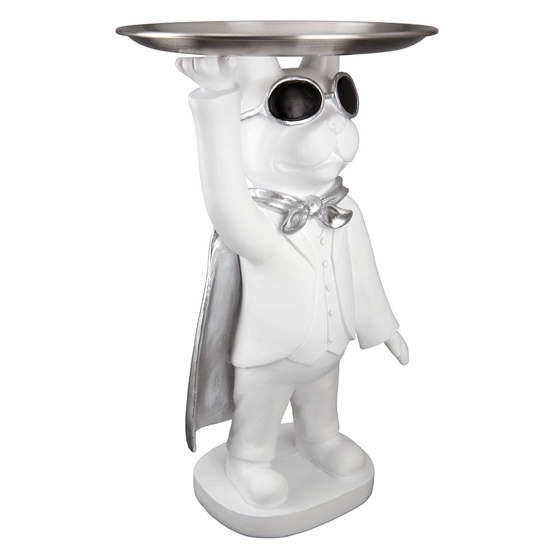 Read more about Ocala polyresin hero dog with tray standing sculpture in white