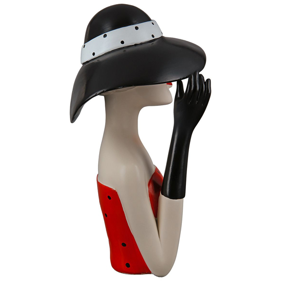 Ocala Polyresin Lady With Black Hat Sculpture In Cream