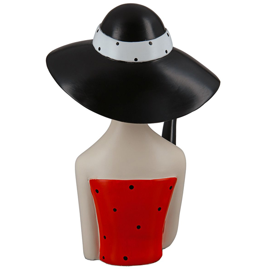 Ocala Polyresin Lady With Black Hat Sculpture In Cream