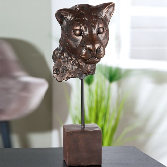 Product photograph of Ocala Polyresin Leopard Sculpture In Antique Bronze from Furniture in Fashion