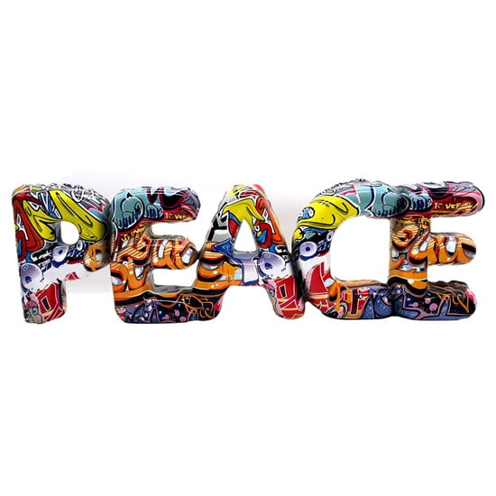 Ocala Polyresin Lettering Peace Art Sculpture In Multicolour