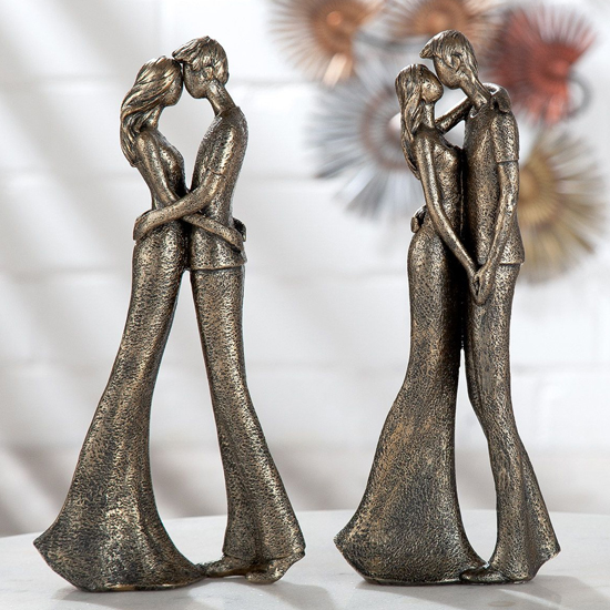 Product photograph of Ocala Polyresin Lovers Romance Sculpture In Bronze from Furniture in Fashion