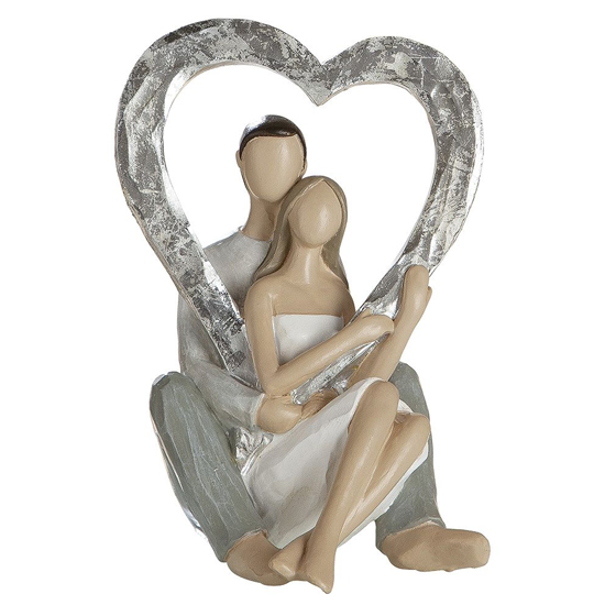 Ocala Polyresin Loving Couple Heart Frame Sculpture In Grey_2