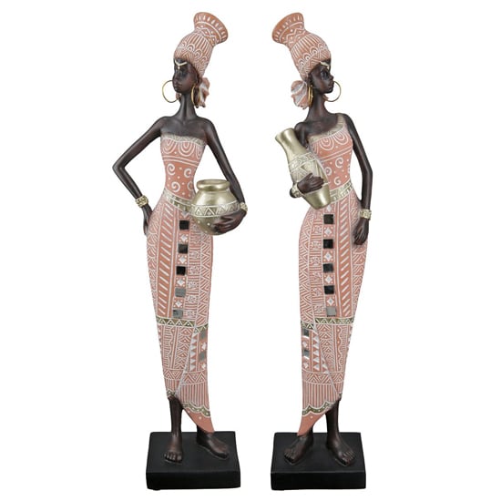 Ocala Polyresin Malaikas Sculpture In Brown And Rose