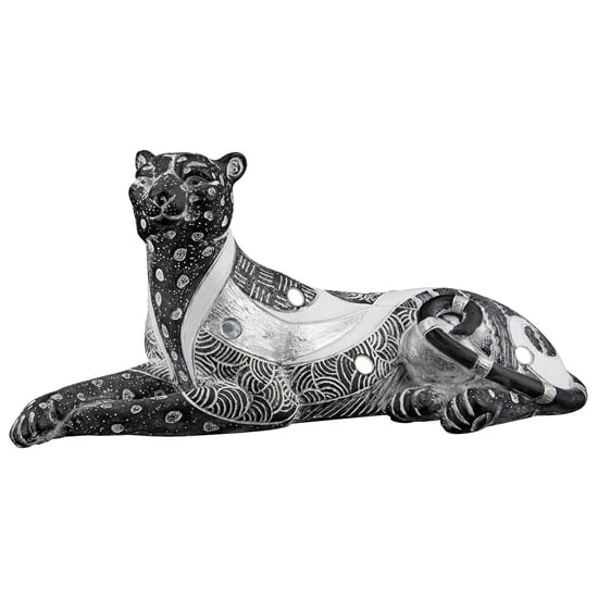 Ocala Polyresin Panther Piron 1 Sculpture In Black And Grey
