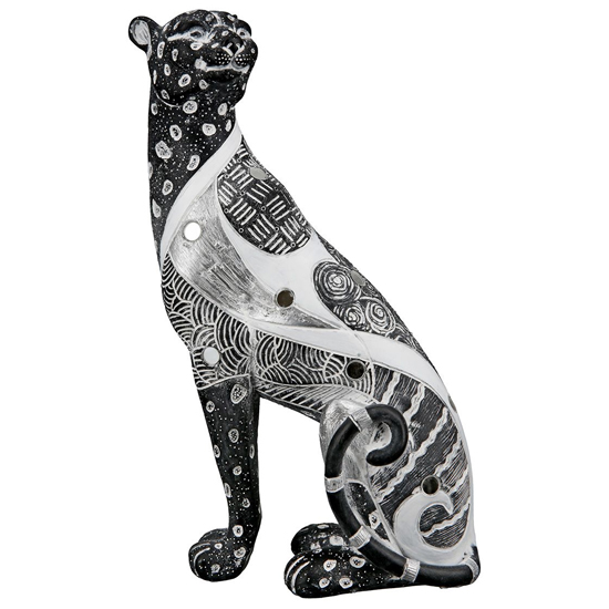 Ocala Polyresin Panther Piron 2 Sculpture In Black And Grey