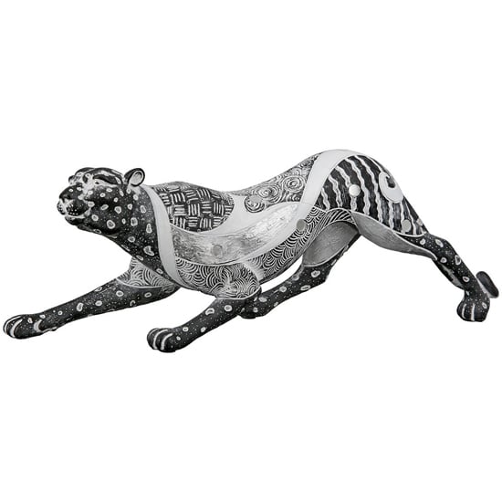 Ocala Polyresin Panther Piron 3 Sculpture In Black And Grey