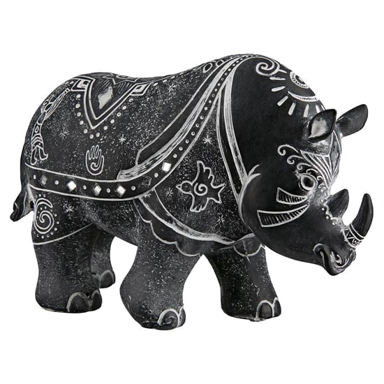 Ocala Polyresin Rhino Simbo Sculpture In Black And Grey