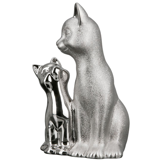 Ocala Polyresin Sculpture Cat 2 Sculpture In Silver