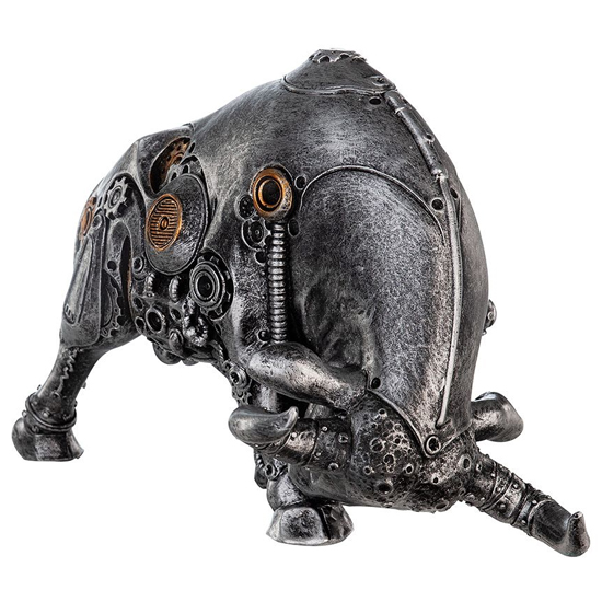 Ocala Polyresin Steampunk Bullfight Sculpture In Silver