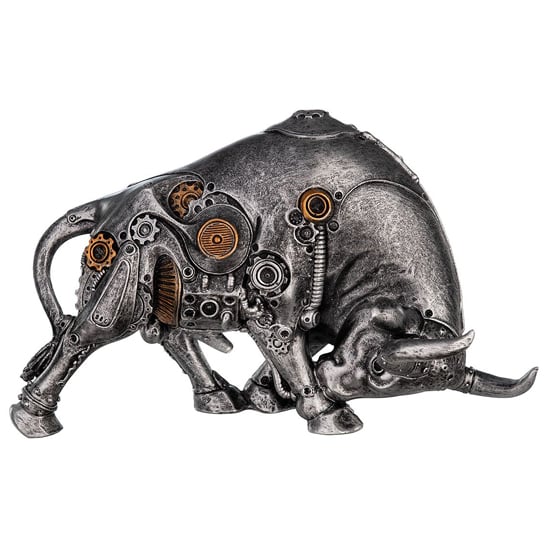 Read more about Ocala polyresin steampunk bullfight sculpture in silver