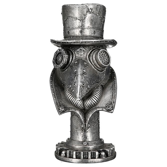 Ocala Polyresin Steampunk Crow Sculpture In Silver