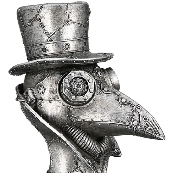 Ocala Polyresin Steampunk Crow Sculpture In Silver